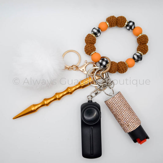 Maple Pecan Autumn Safety Keychain with Optional Pepper Spray