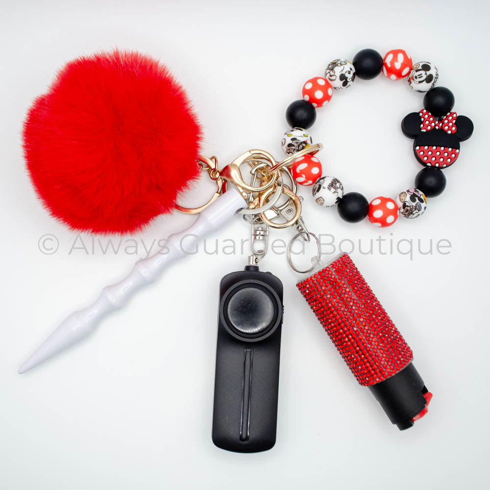 Red Minnie Specialty Keychain with Optional Pepper Spray
