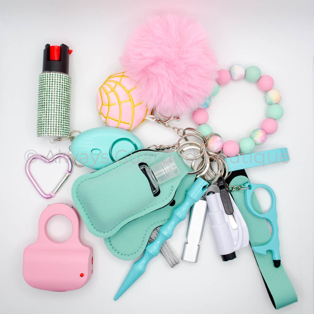 Mint Concha 16 Piece Safety Keychain With Optional Pepper Spray