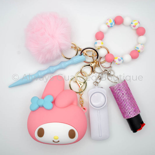 Dark Pink My Melody Guardian Safety Keychain with Optional Pepper Spray