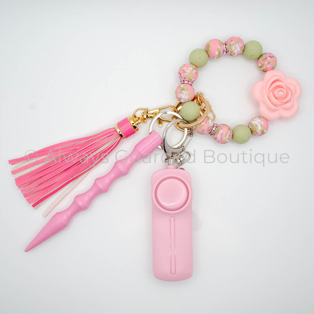 Pale Pink Rose Safety Keychain Without Pepper Spray