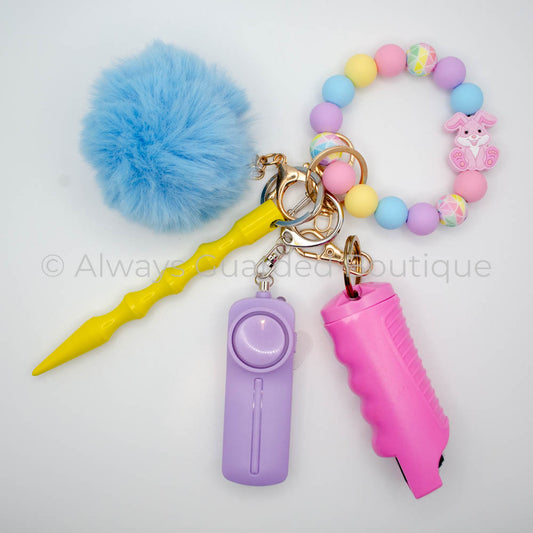 Pink Bunny Safety Keychain With Optional Pepper Spray