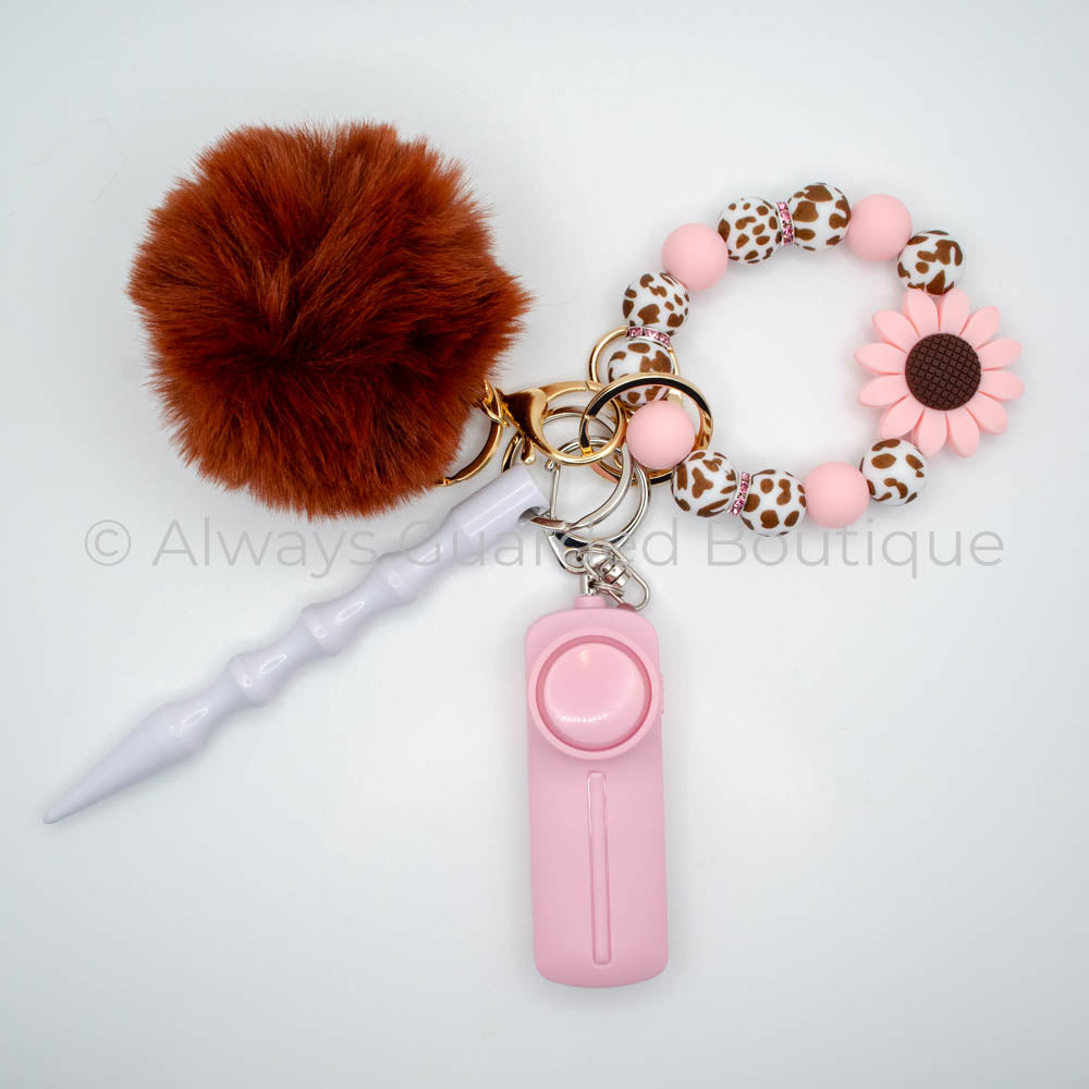 Pink Daisy Safety Keychain Without Pepper Spray