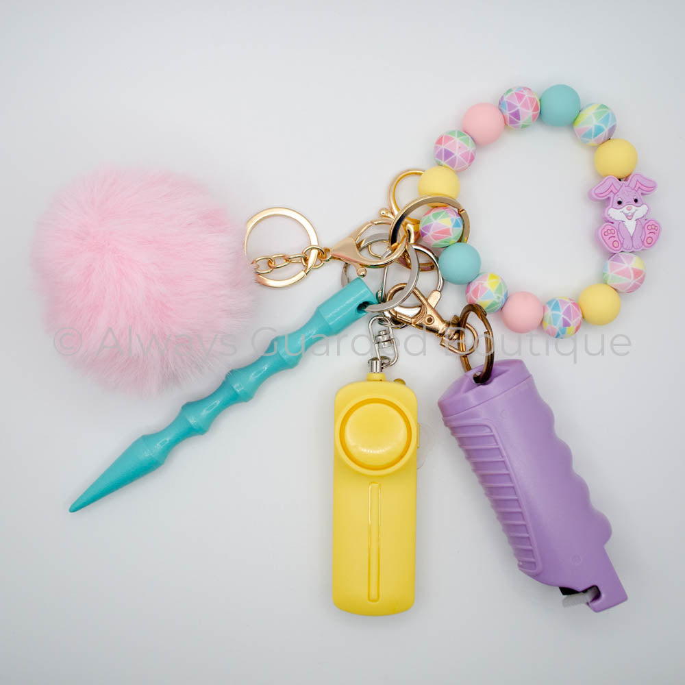 Purple Bunny Safety Keychain With Optional Pepper Spray