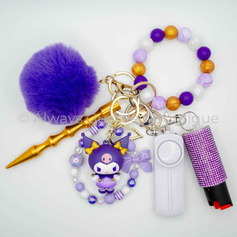 Kuromi Purple Series Pendant Safety Keychain With Optional Pepper Spray