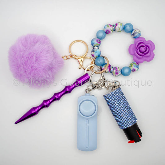 Purple Rose Safety Keychain With Optional Pepper Spray