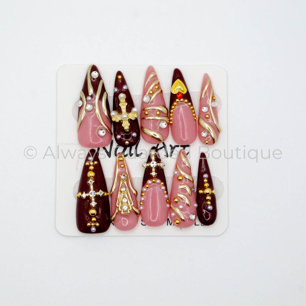 Rosy Sugarplum Luxury Handmade Nails