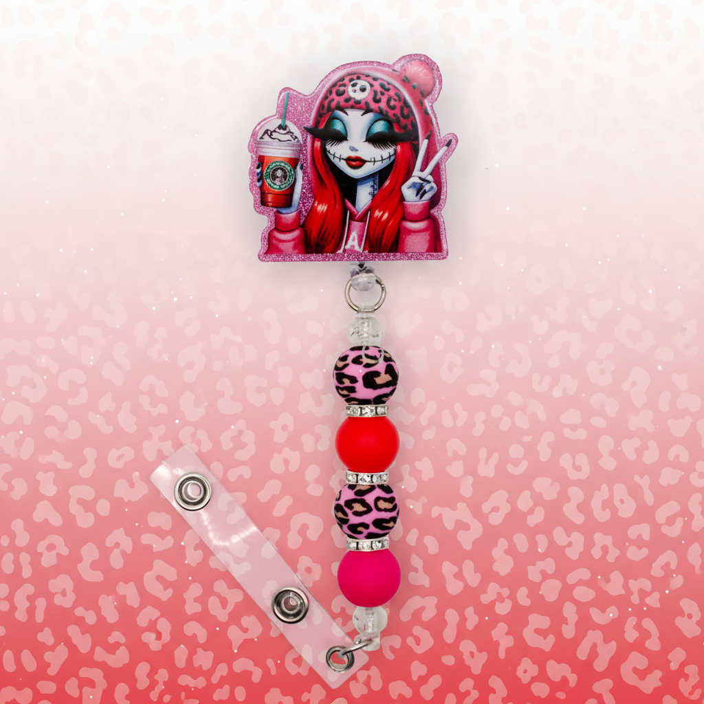 Sally Latte Badge Reel | Cute Coffee-Themed Nurse ID Holder