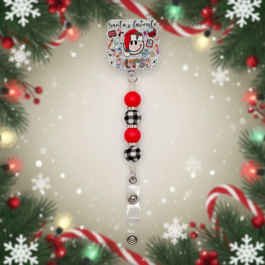Santa’s Favorite Nurse Badge Reel | Festive Christmas Nurse ID Holder