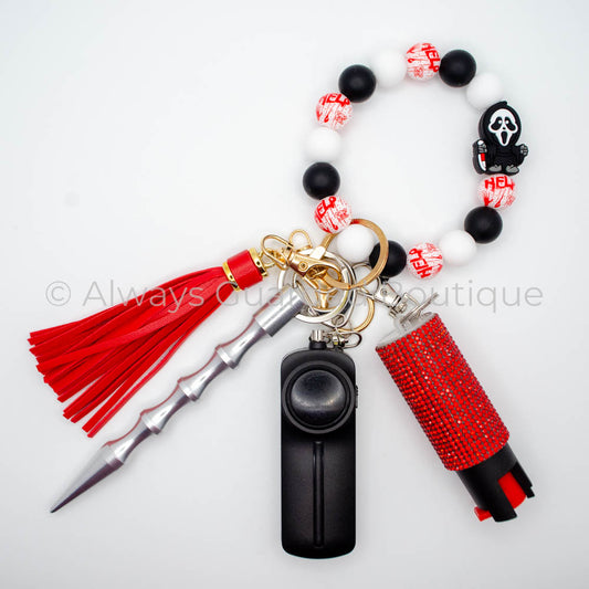 GhostFace Safety Keychain with Optional Pepper Spray and Ghostface Charm