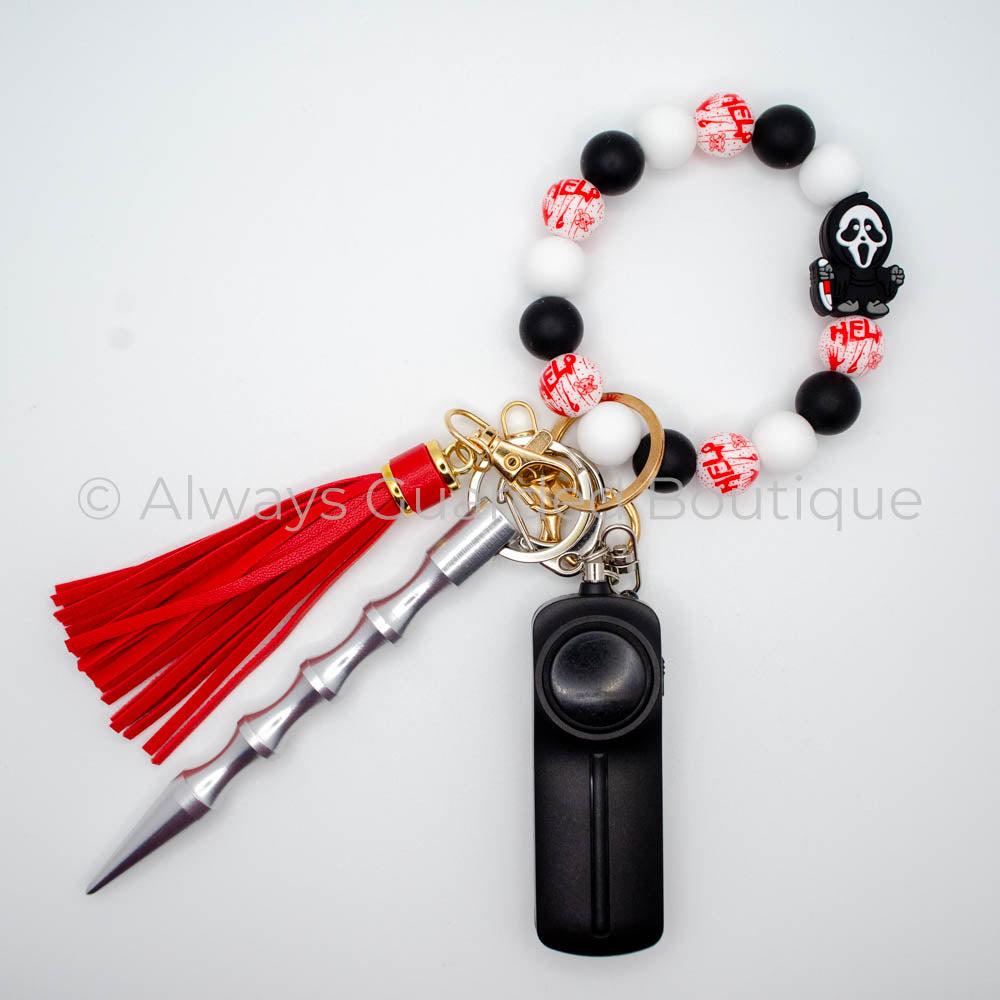 GhostFace Safety Keychain with Ghostface Charm and Help Bead