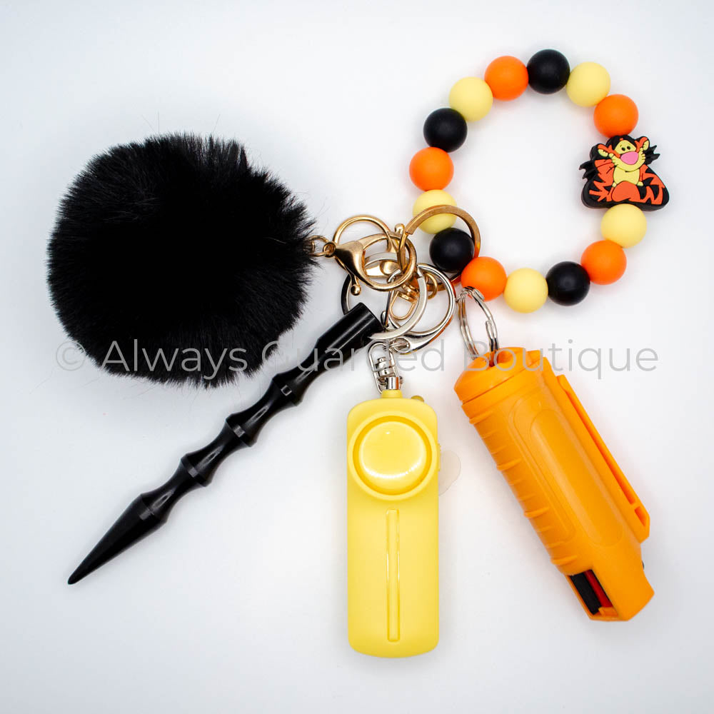 Springy Tiger Safety Keychain with Optional Pepper Spray