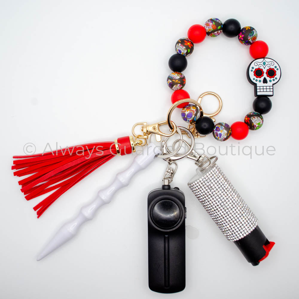 Sugar Skull Safety Keychain with Optional Pepper Spray