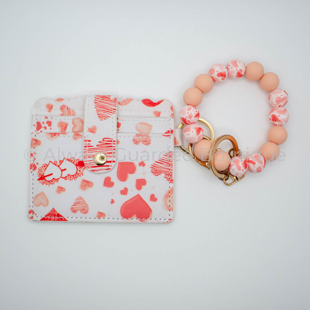 Valentine Card Holder Wallet and Silicone Beads Wristlet