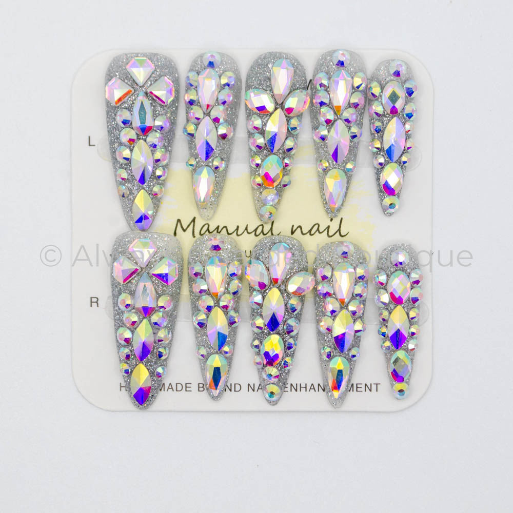Winter Holographic Handmade Luxury Nails