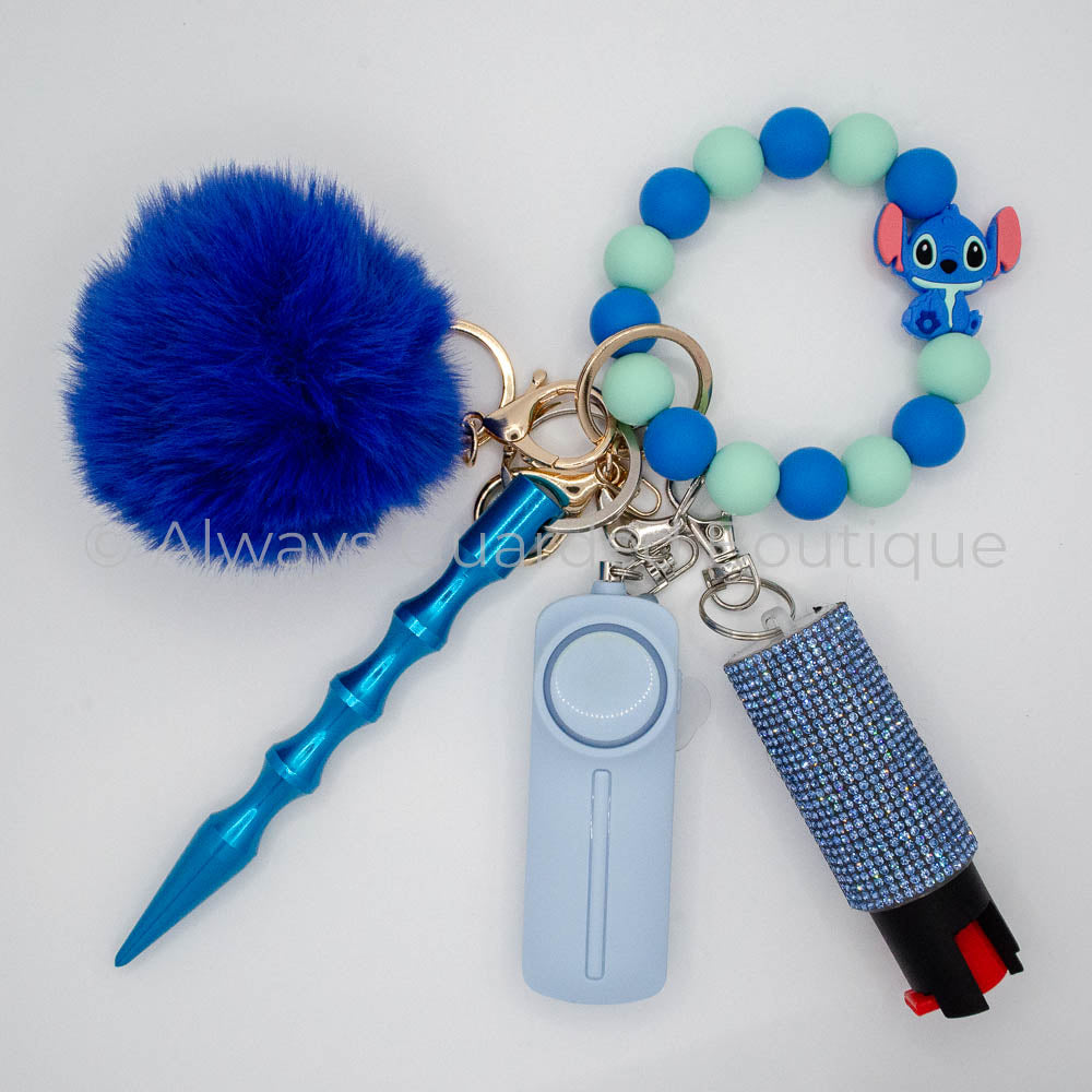 Blue Alien Koala Safety Keychain with Pepper Spray