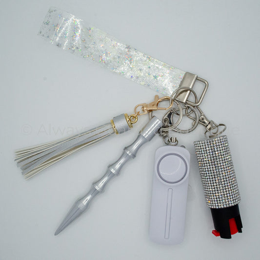 Clear Stars Twinkle Jelly Safety Keychain with Optional Pepper Spray