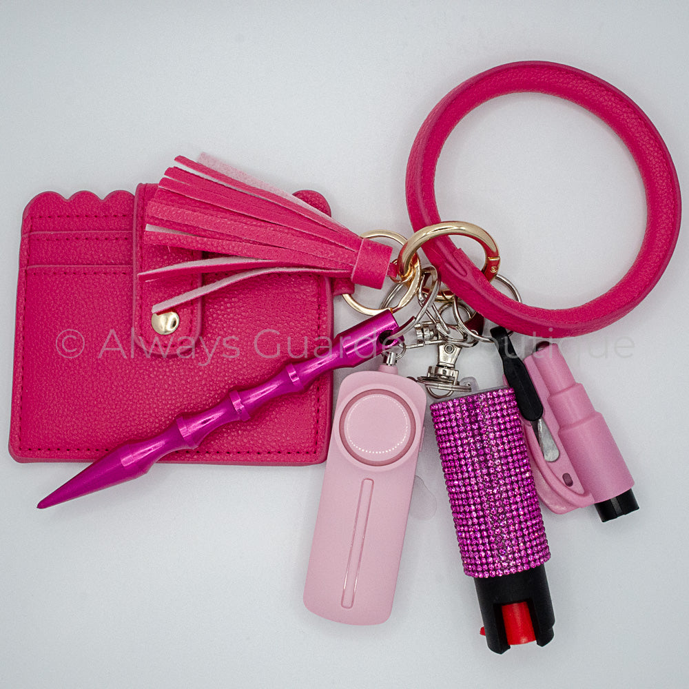 Hot Pink Bangle Keychain with Optional Pepper Spray