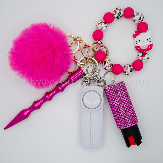 Pink Hello Kitty Focal Safety Keychain with Optional Pepper Spray