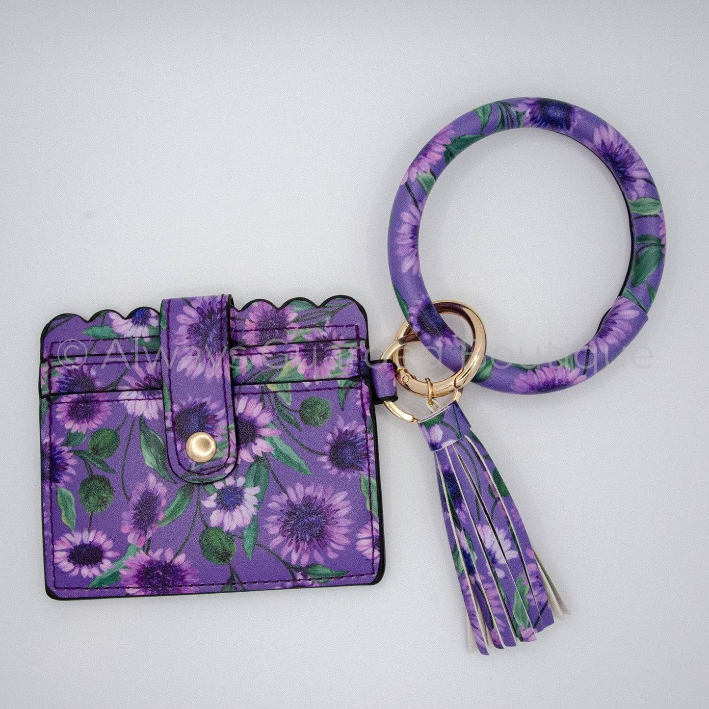 Purple Sunflower Bangle Wristlet Wallet