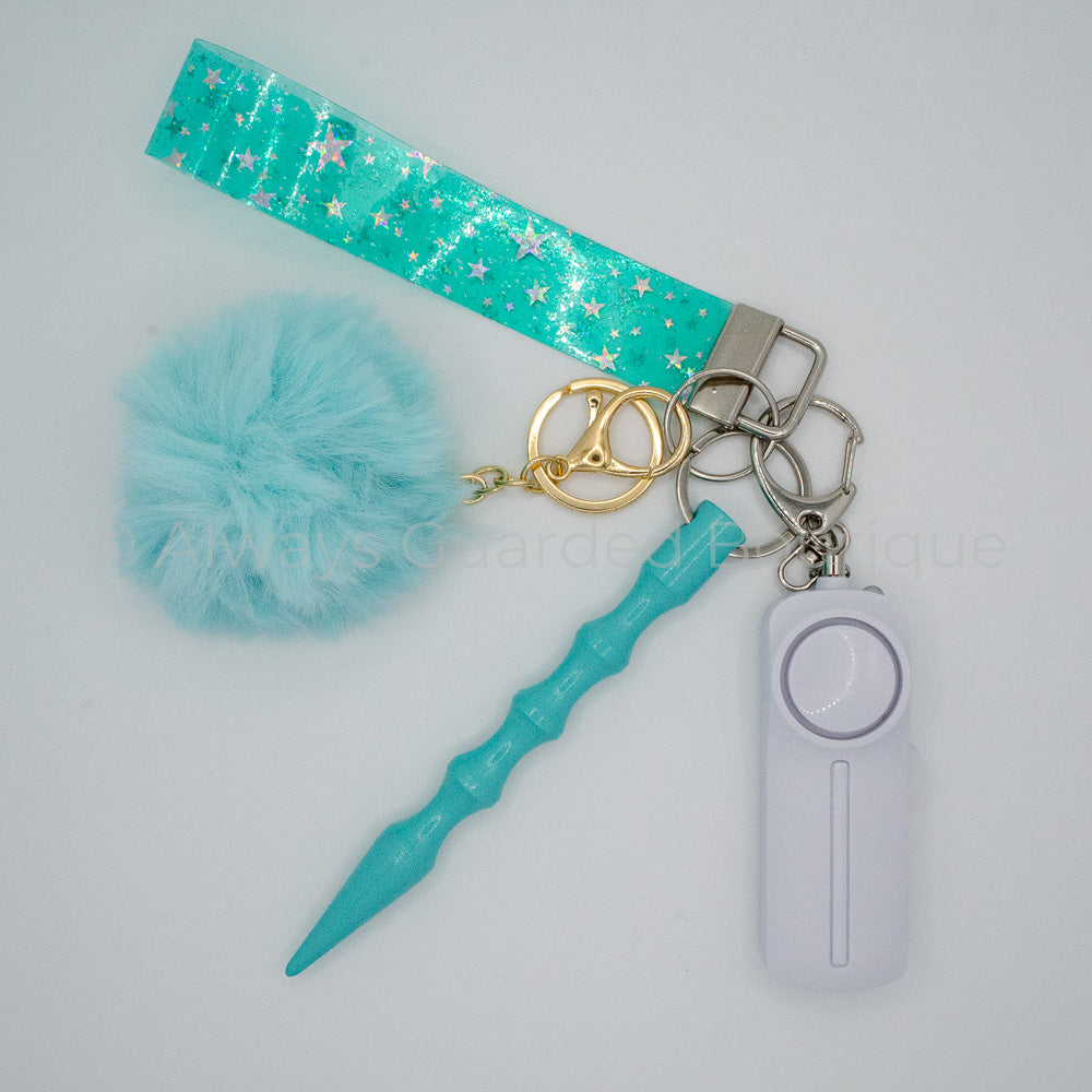 Mint Stars Twinkle Jelly Safety Keychain without Pepper Spray