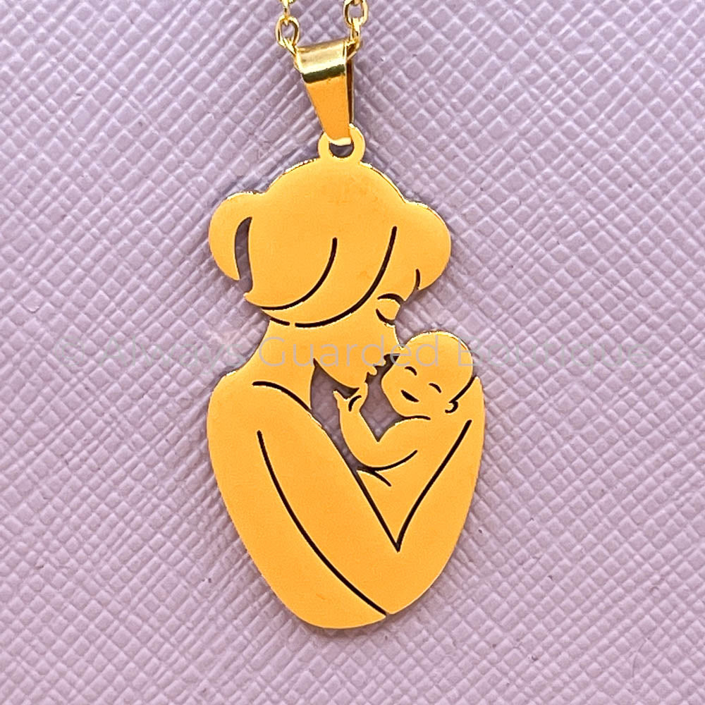Mommy & Child Necklace Closeup