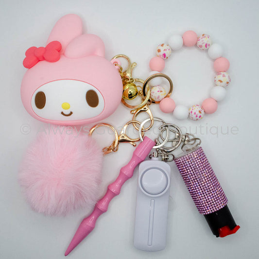 Light Pink My Melody Guardian Safety Keychain with optional Pepper Spray