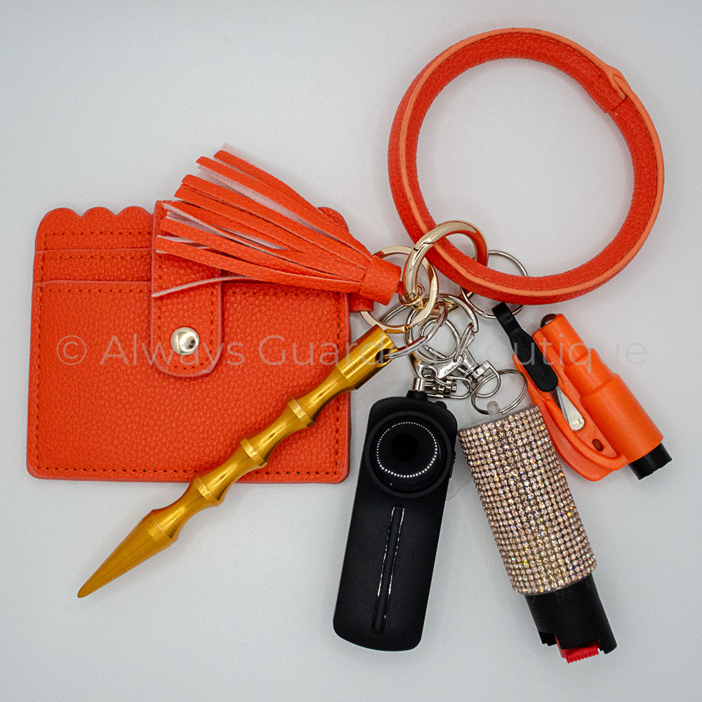 Orange Bangle Keychain with Pepper Spray