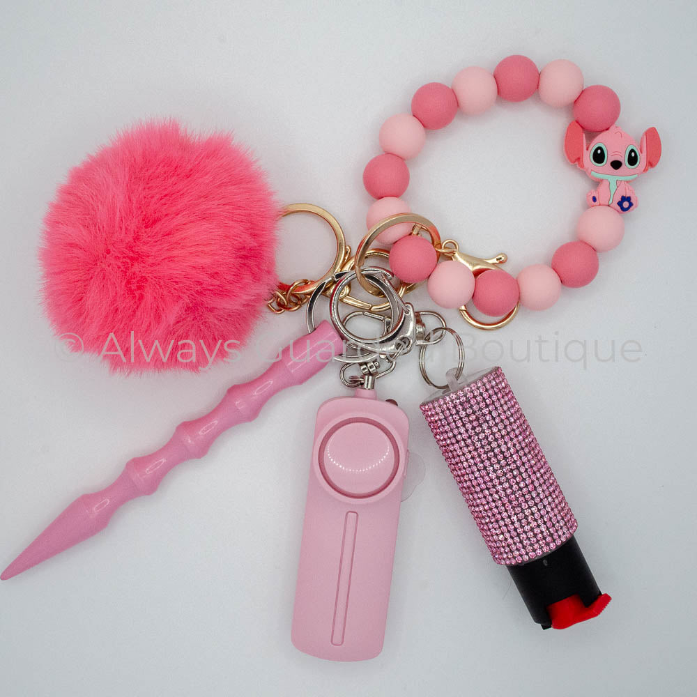 Pink Alien Koala Safety Keychain with Pepper Spray