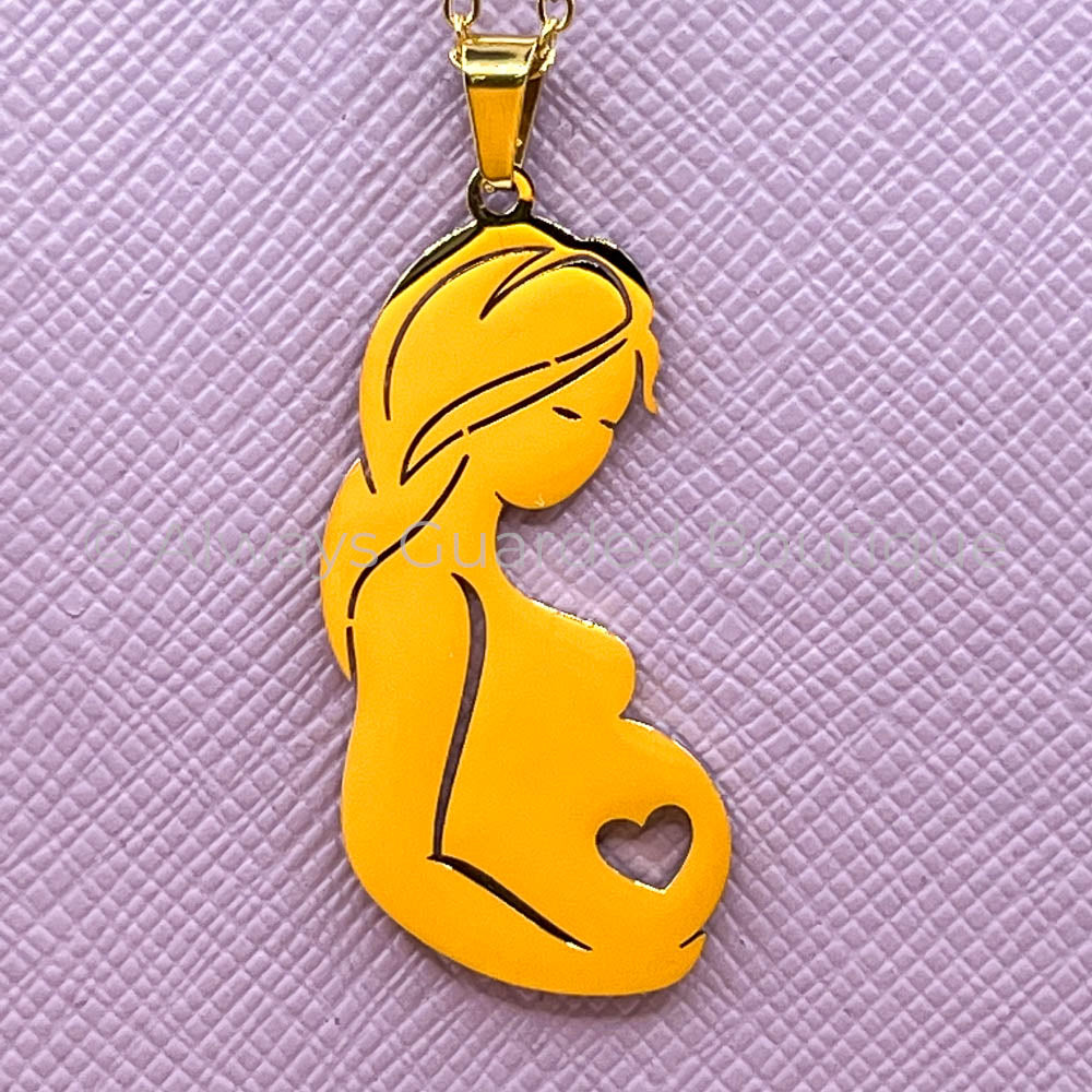 Pregnant Mommy Necklace Closeup