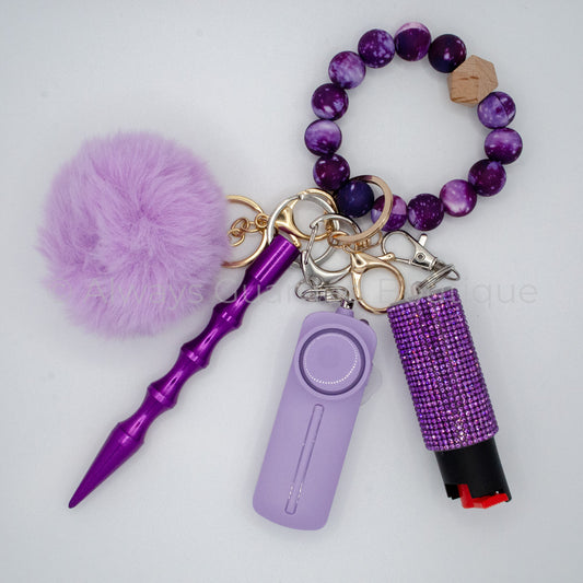 Purple Galaxy Essential Keychain with Pepper Spray