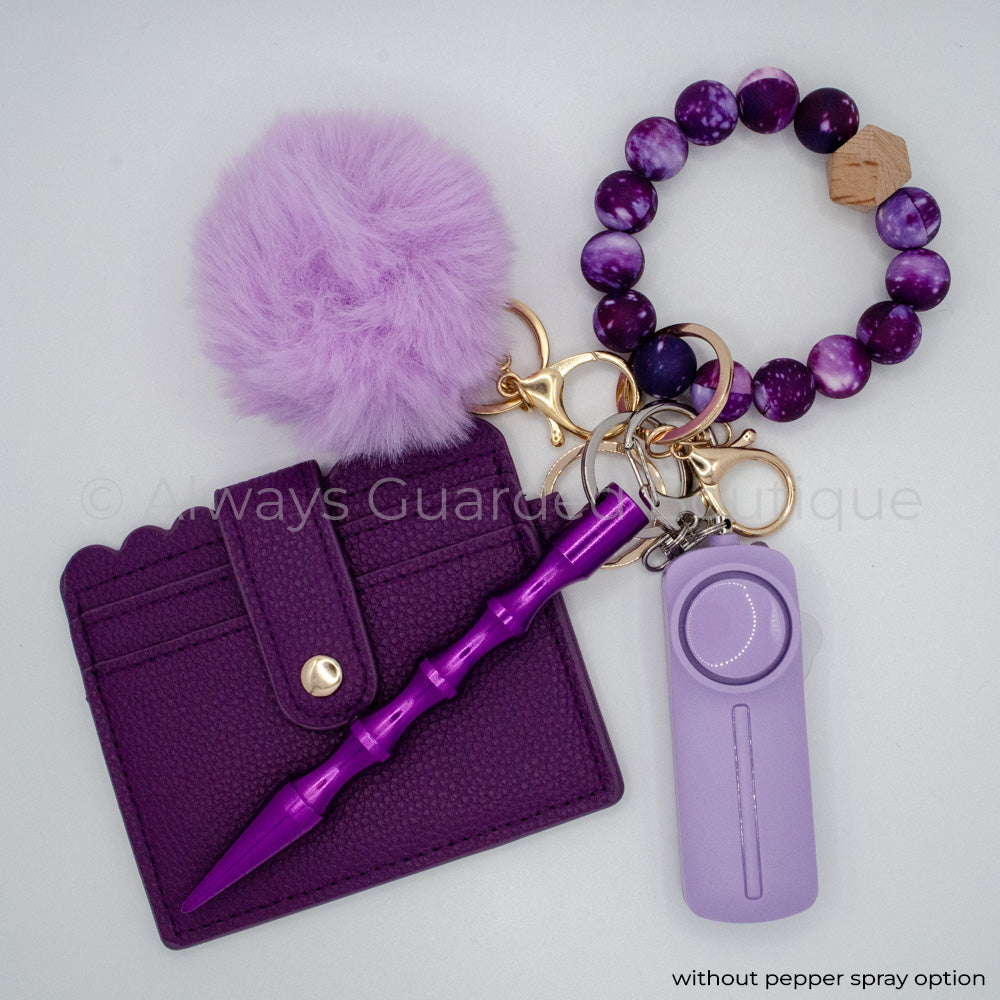 Purple Galaxy Essential Keychain with Wallet without Pepper Spray