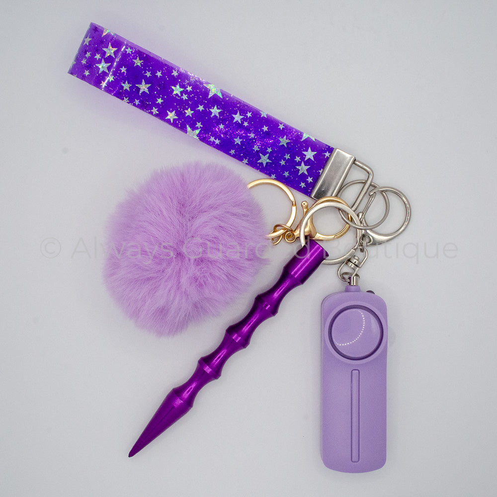 Purple Stars Twinkle Jelly Safety Keychain without Pepper Spray