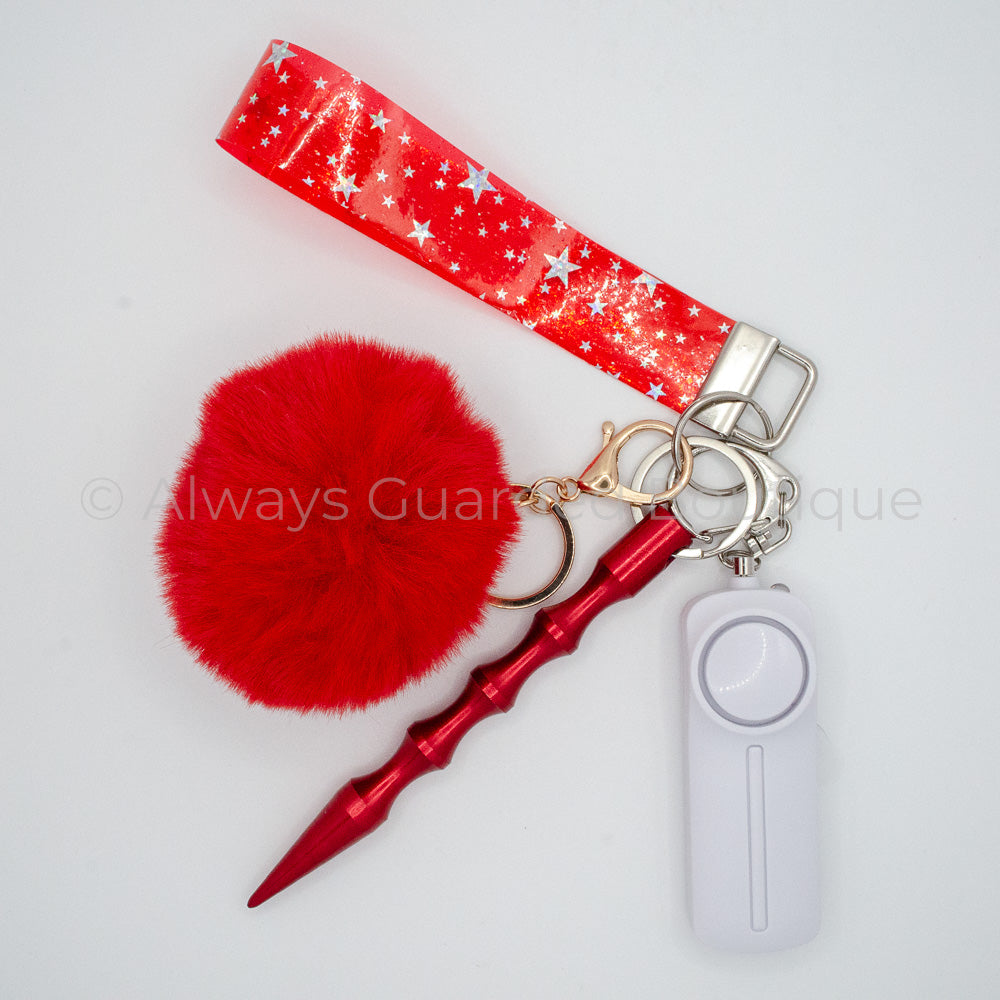 Red Stars Twinkle Jelly Safety Keychain without Pepper Spray