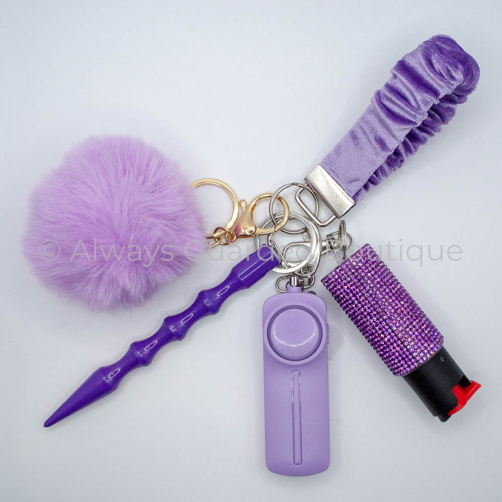 Purple Scrunchie Safety Keychain with Optional Pepper Spray