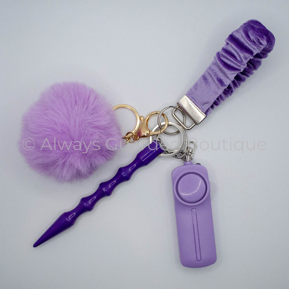 Purple Scrunchie Safety Keychain without Pepper Spray