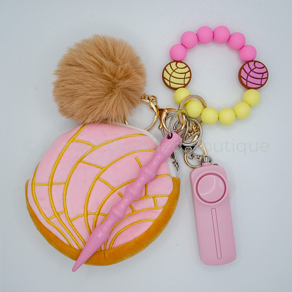 Strawberry Concha Pastry Safety Keychain without Pepper Spray