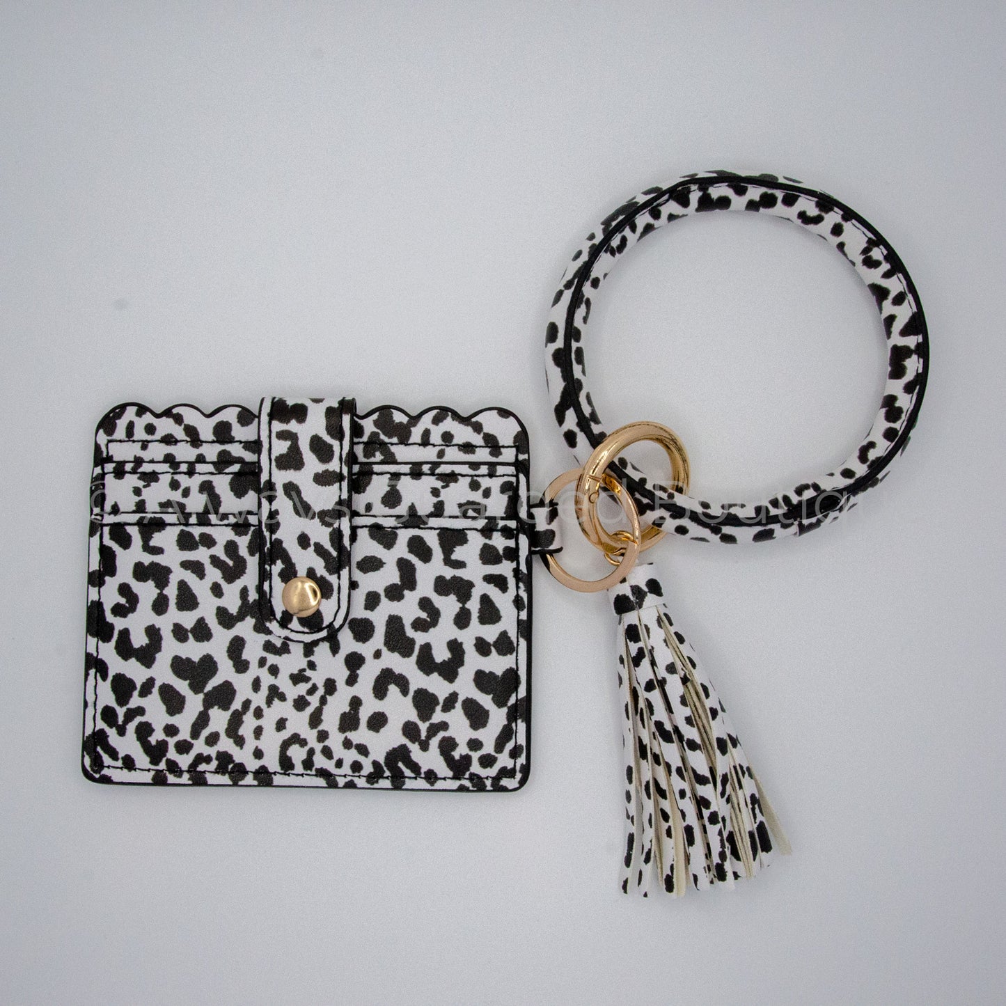 White Leopard Bangle Wristlet Wallet